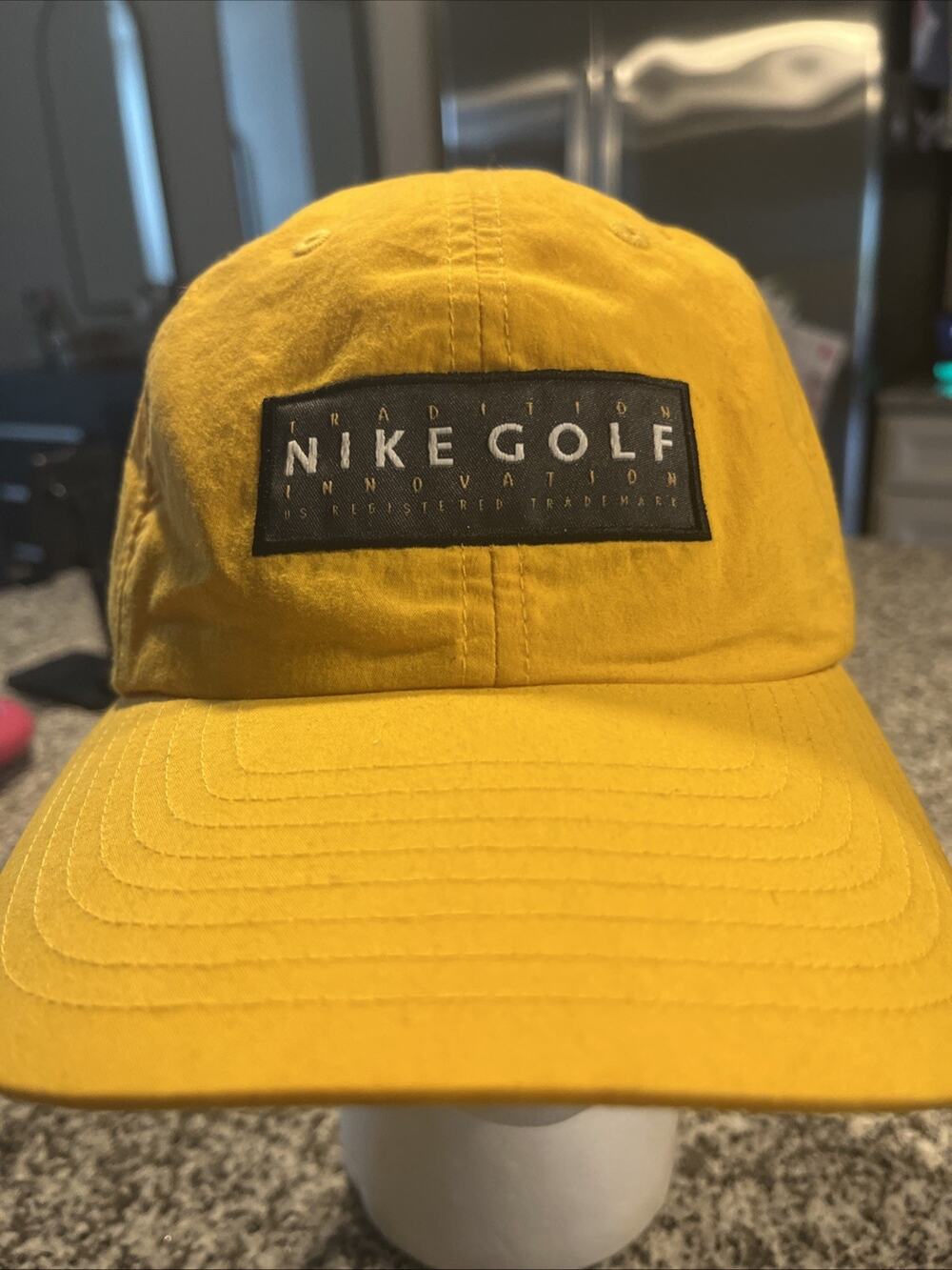 Golf Hat Cap Snap Back Yellow Mens One Size Made USA Twill Baseball Adjustable